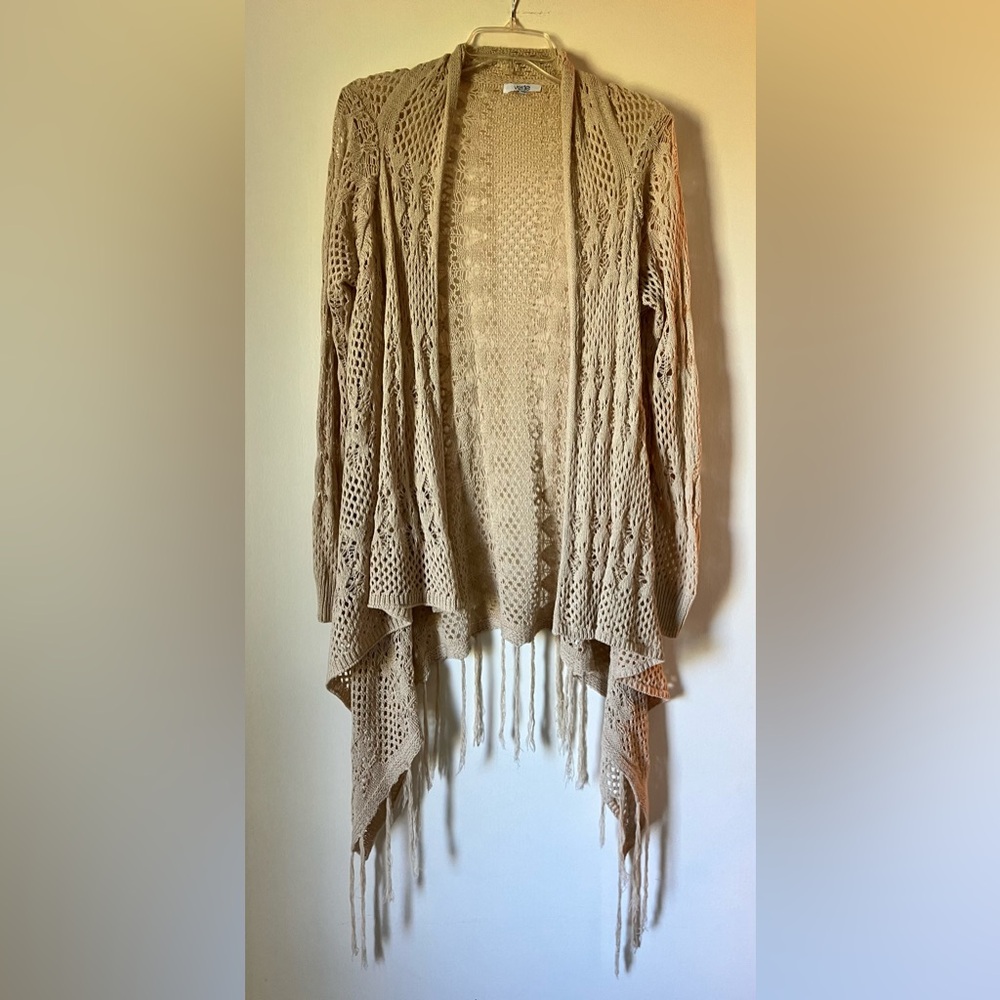 Verte Crochet Look Cardigan, Neutral Tan Color, Sz. S/M